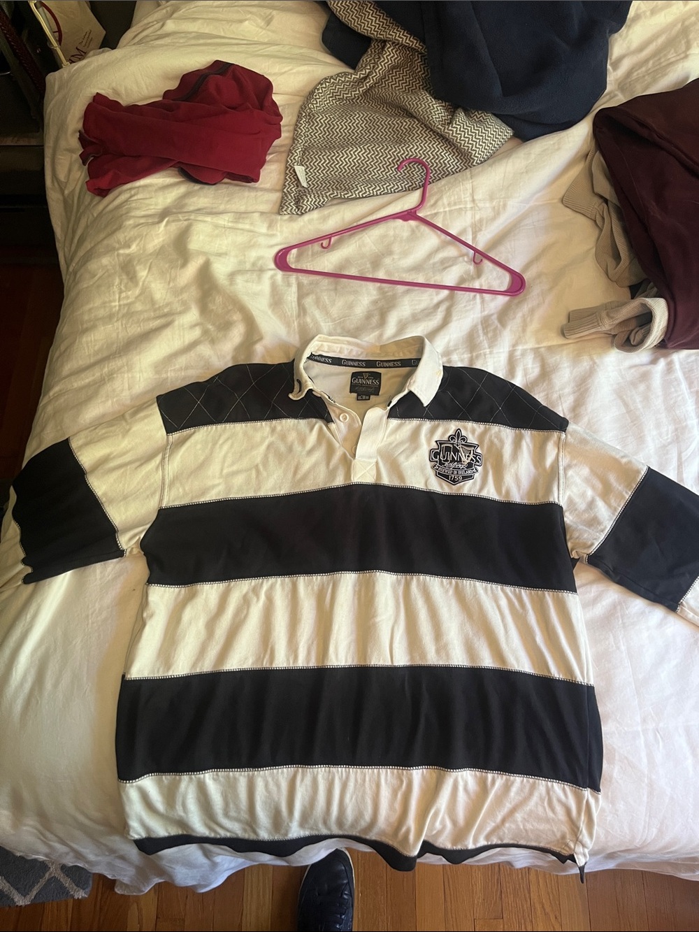 Guinness Black & White Striped Rugby Polo